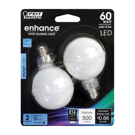 Happylight Enhance 5.5W G16.5 Filament LED Bulb 500 Lumens - Daylight HA3325318